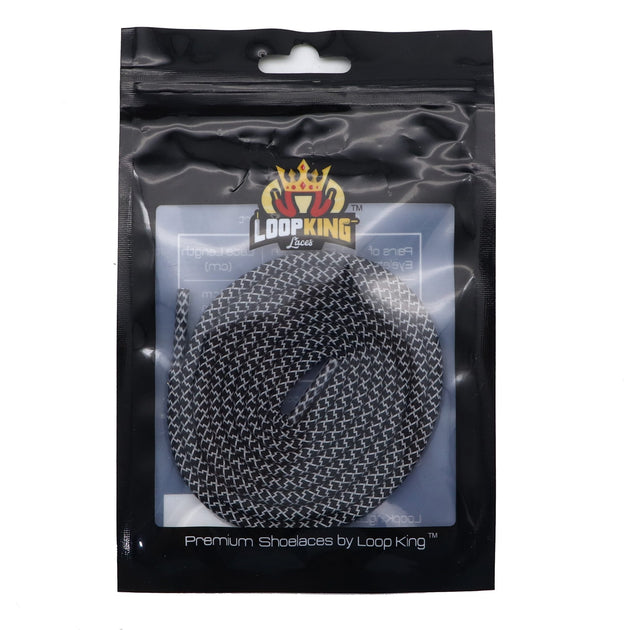 Black 3M Rope Shoelaces | Loop King Laces | Black Reflective Shoe Laces